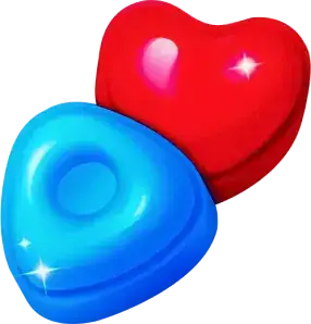 blue candy and red heart candy